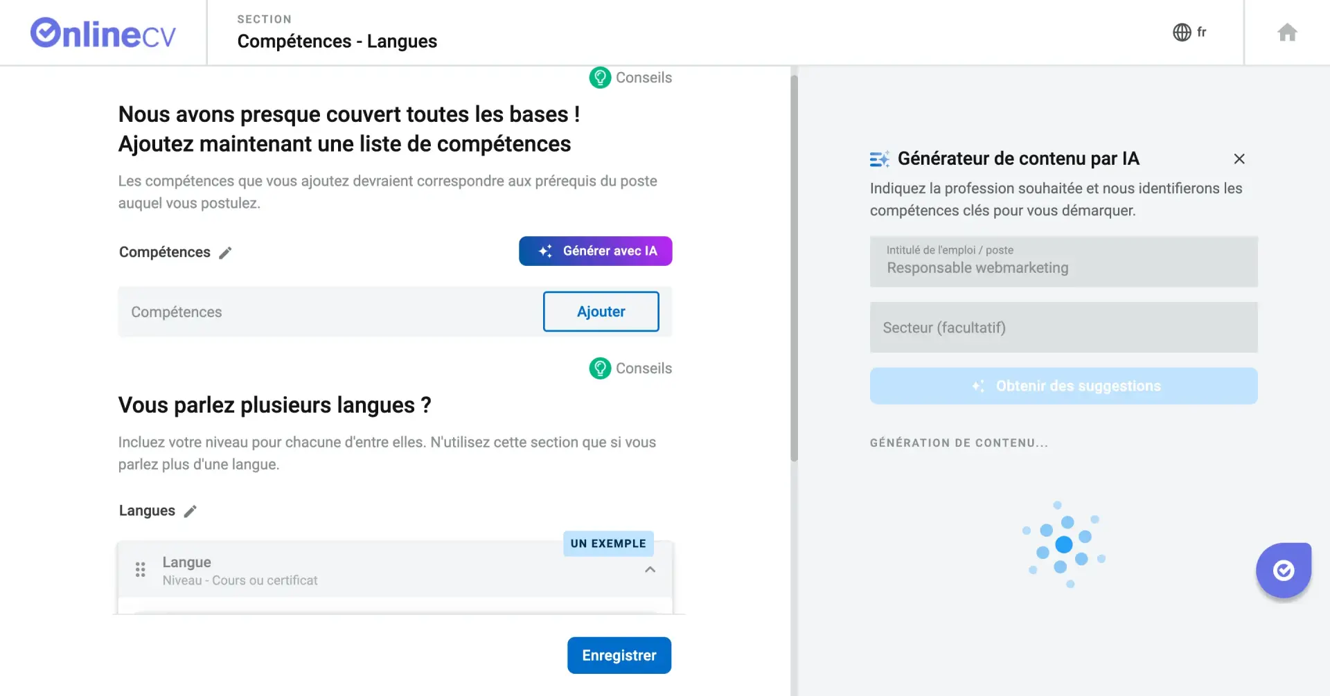 Generateur cv ia onlinecv