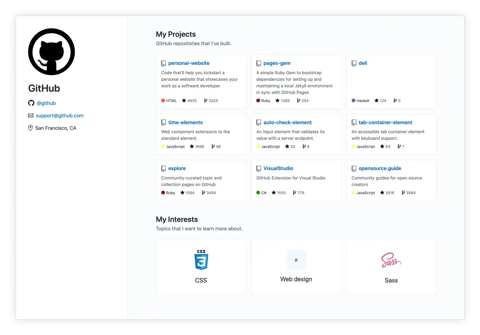 Github dev screen