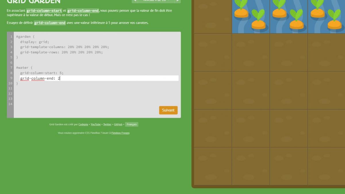 Grid Garden le jeu pour apprendre le CSS Grid Layout