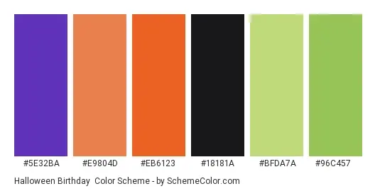 Halloween birthday color scheme by schemecolor