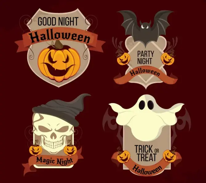 Halloween psd night labels template monster