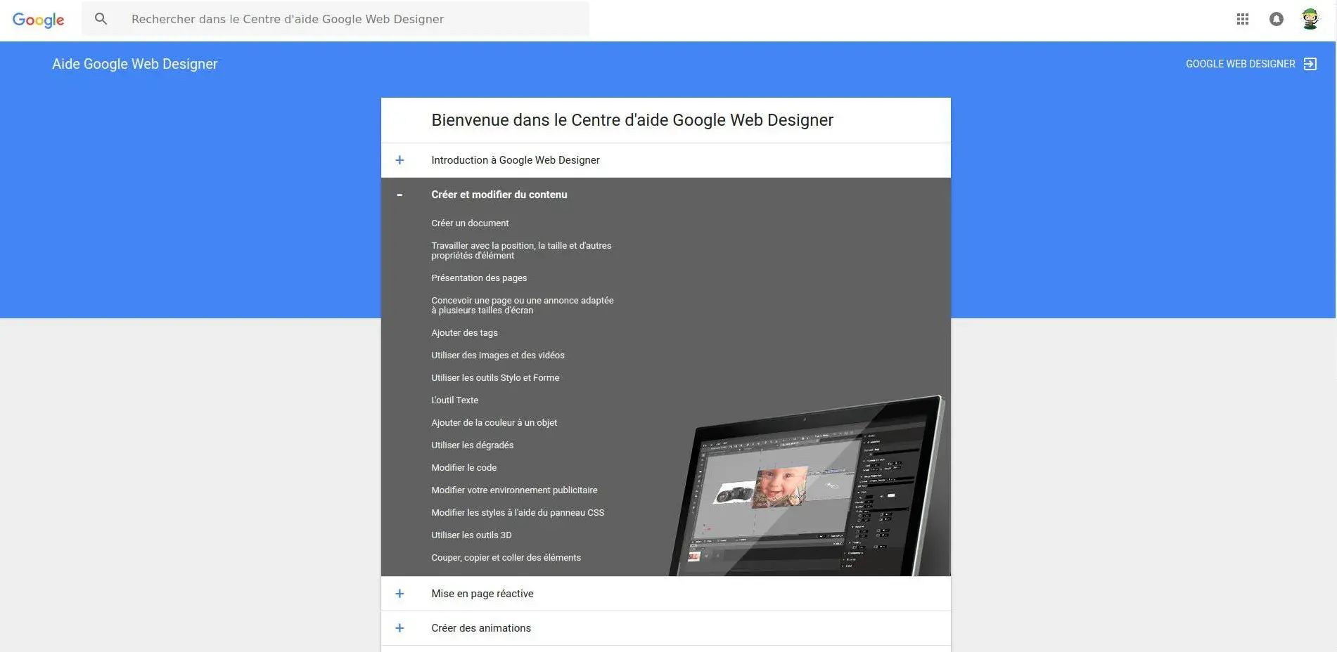 Documentation google web designer