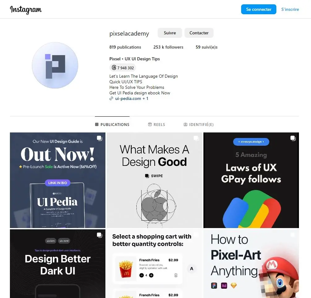 Instagram webdesigner - pixselacademy