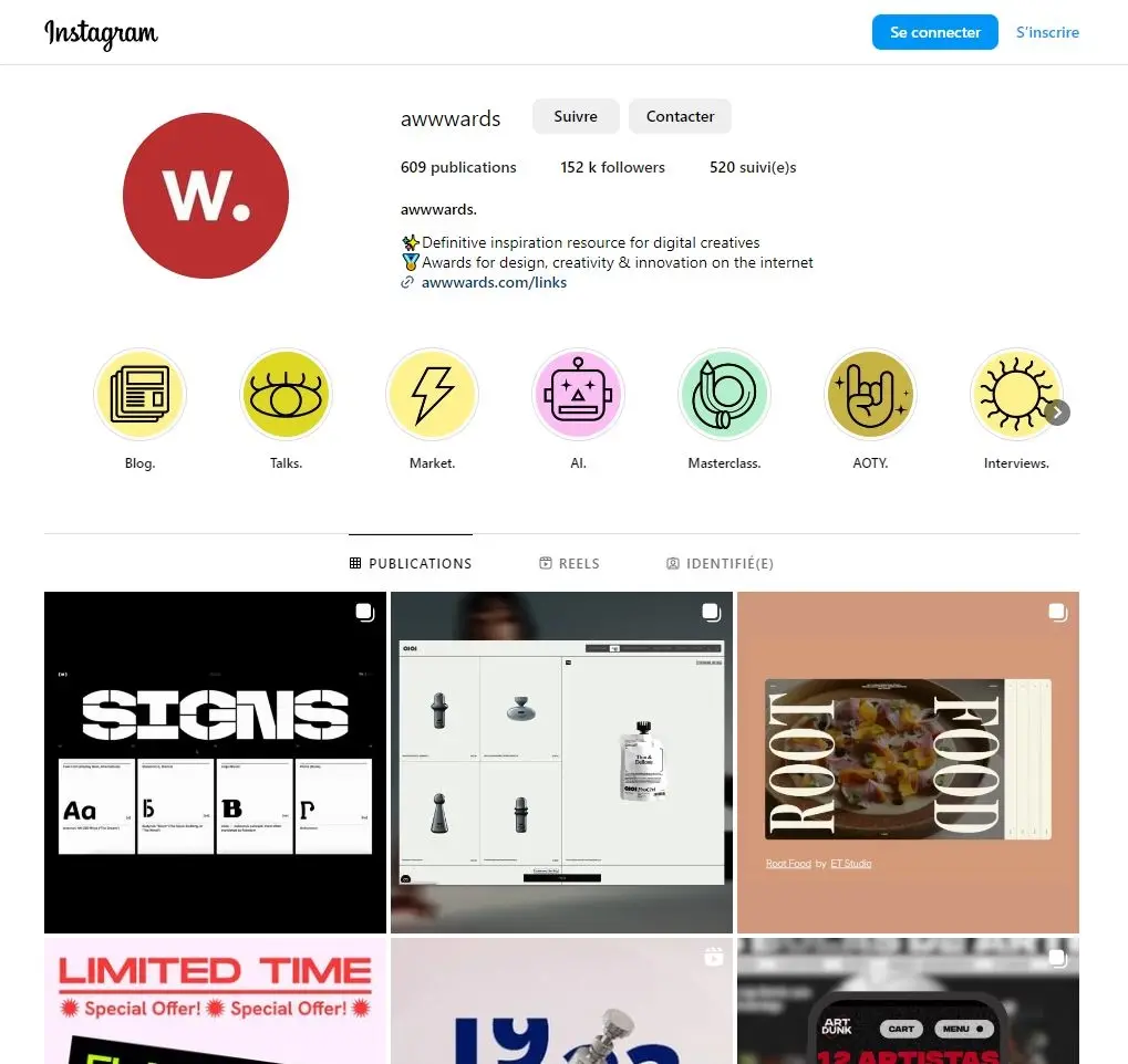 Instagram webdesigner - awwwards
