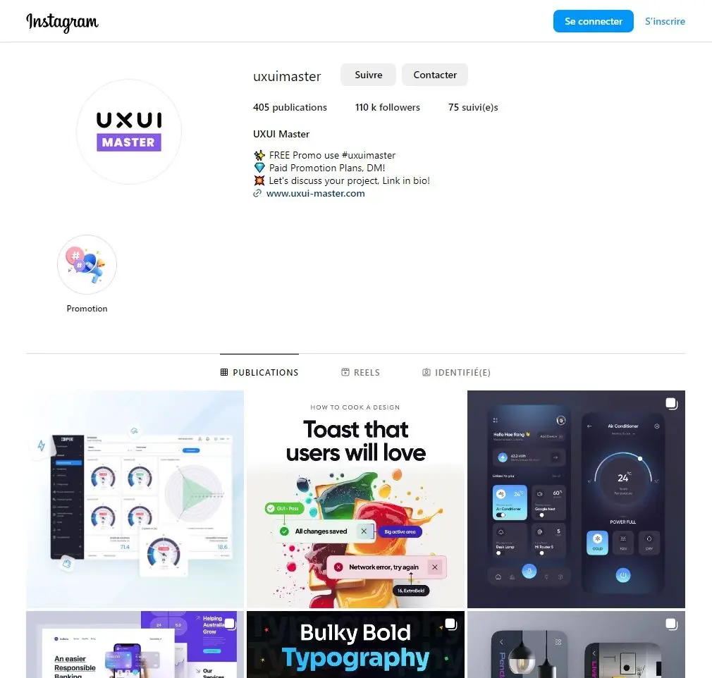 Instagram webdesigner - uxuimaster