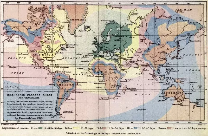 Carte du monde isochrone