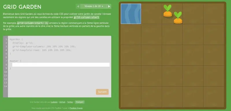 Jeu webdesign CSS Grid garden