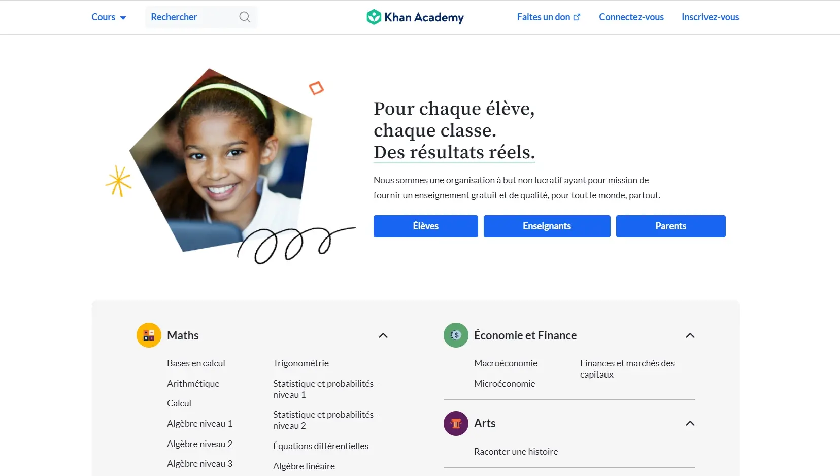 Khan academy sur chaque sujet un cours et des exercices entierement gratuits