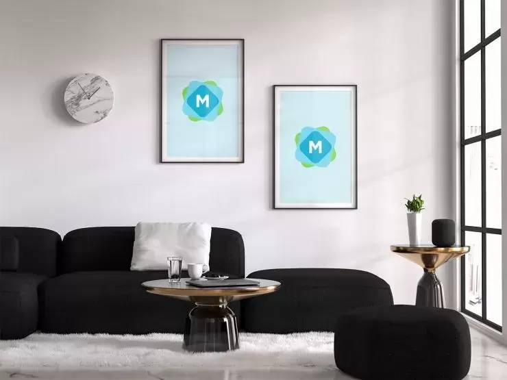 Living room poster mockup psd e1