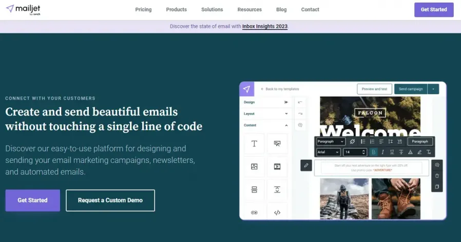 Mailjet landing page