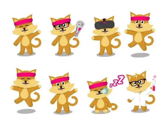 Mascottes originales Glucosio Glucat Poses #1 par Elio Qoshi