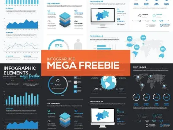 Mega collection of free infographic vector elements