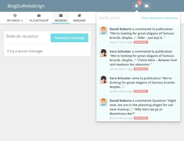 Créer un réseau social Mes messages sur humhub