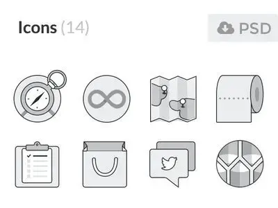 [Freebie] Monochromatic Flat UI Icons par Samantha Zhang