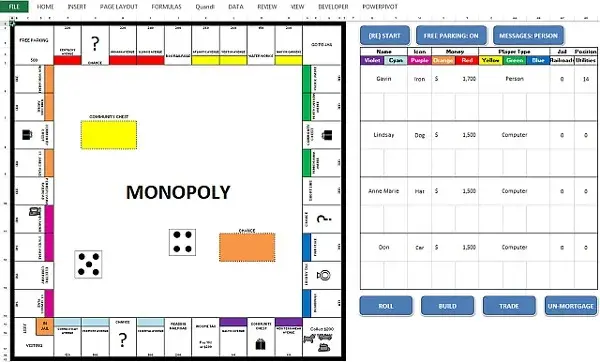 Excel Monopoly