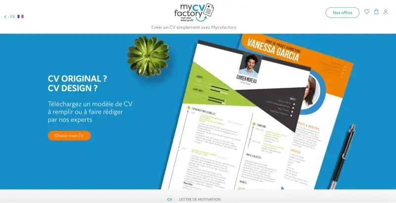 Outil CV en ligne Mycvfactory