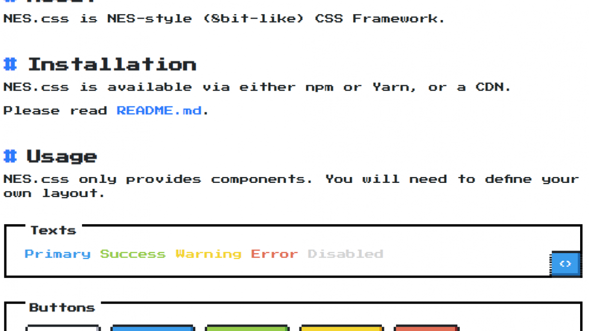 NES.css, Un Framework CSS inspiré par la NES