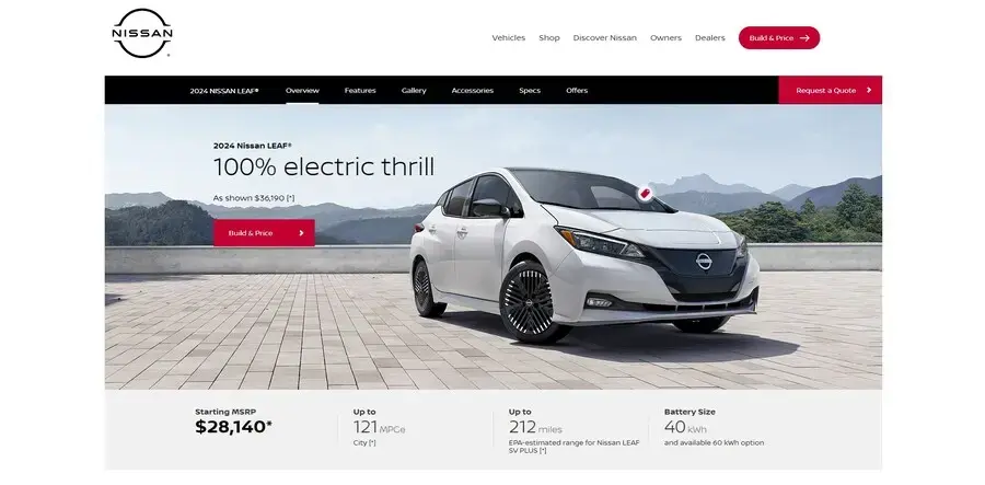 Nissan Leaf Electric Car: 100% electric. Zero gas. Zero tailpipe.