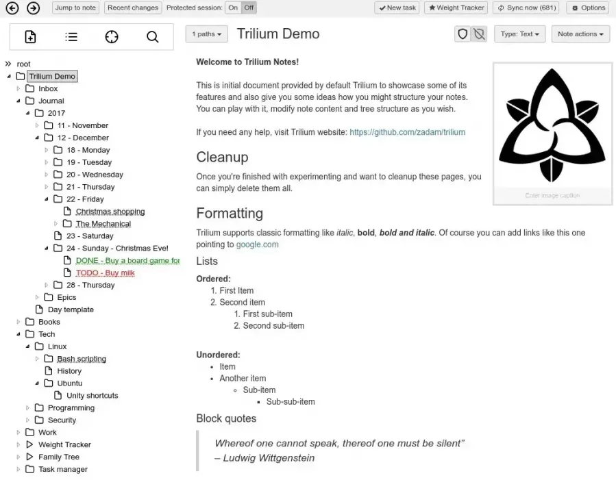 Organisez vos notes avec trilium