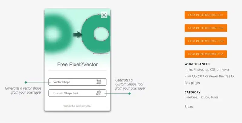 Extension Photoshop Pixel2vector