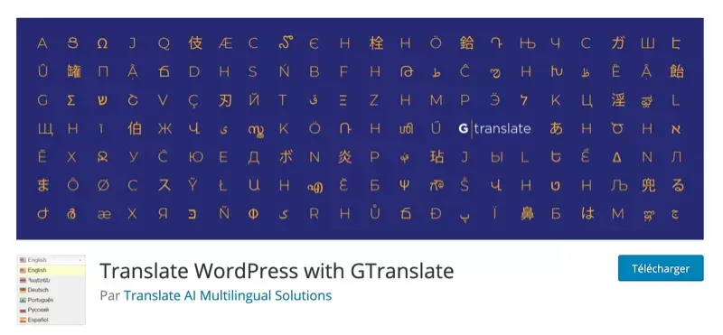Plugin wordpress multilingue GTranslate
