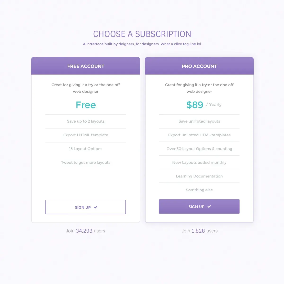 Pricing table psd photoshop temp