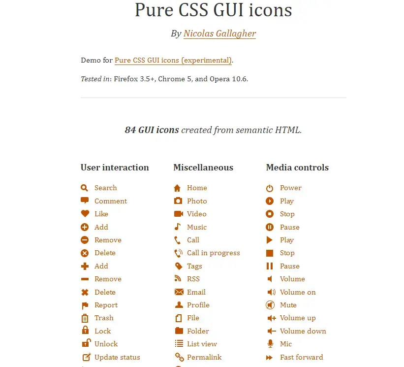 Pure css gui icons