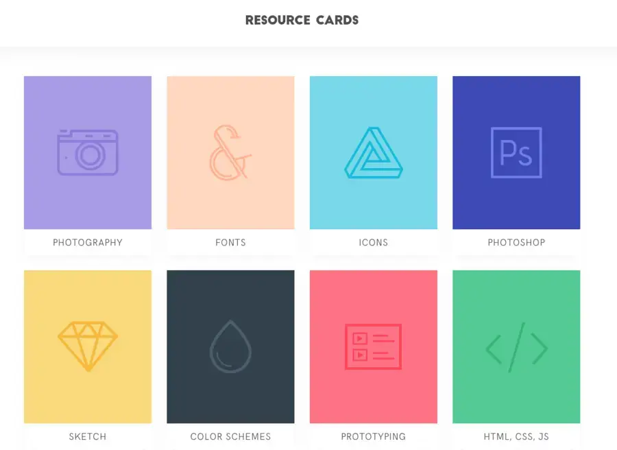 Resources cards homepage