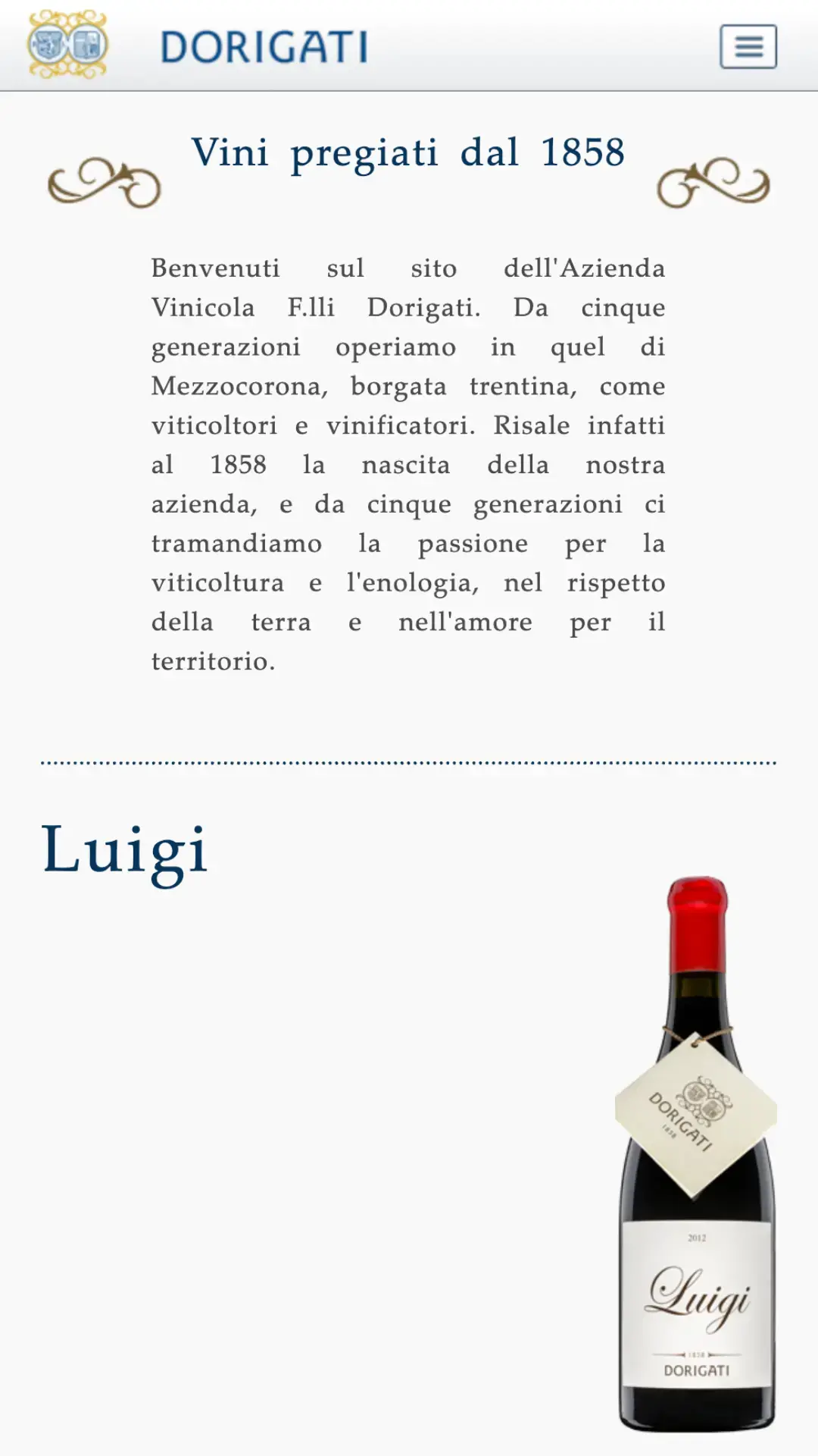 Responsive webdesign cantina dorigati