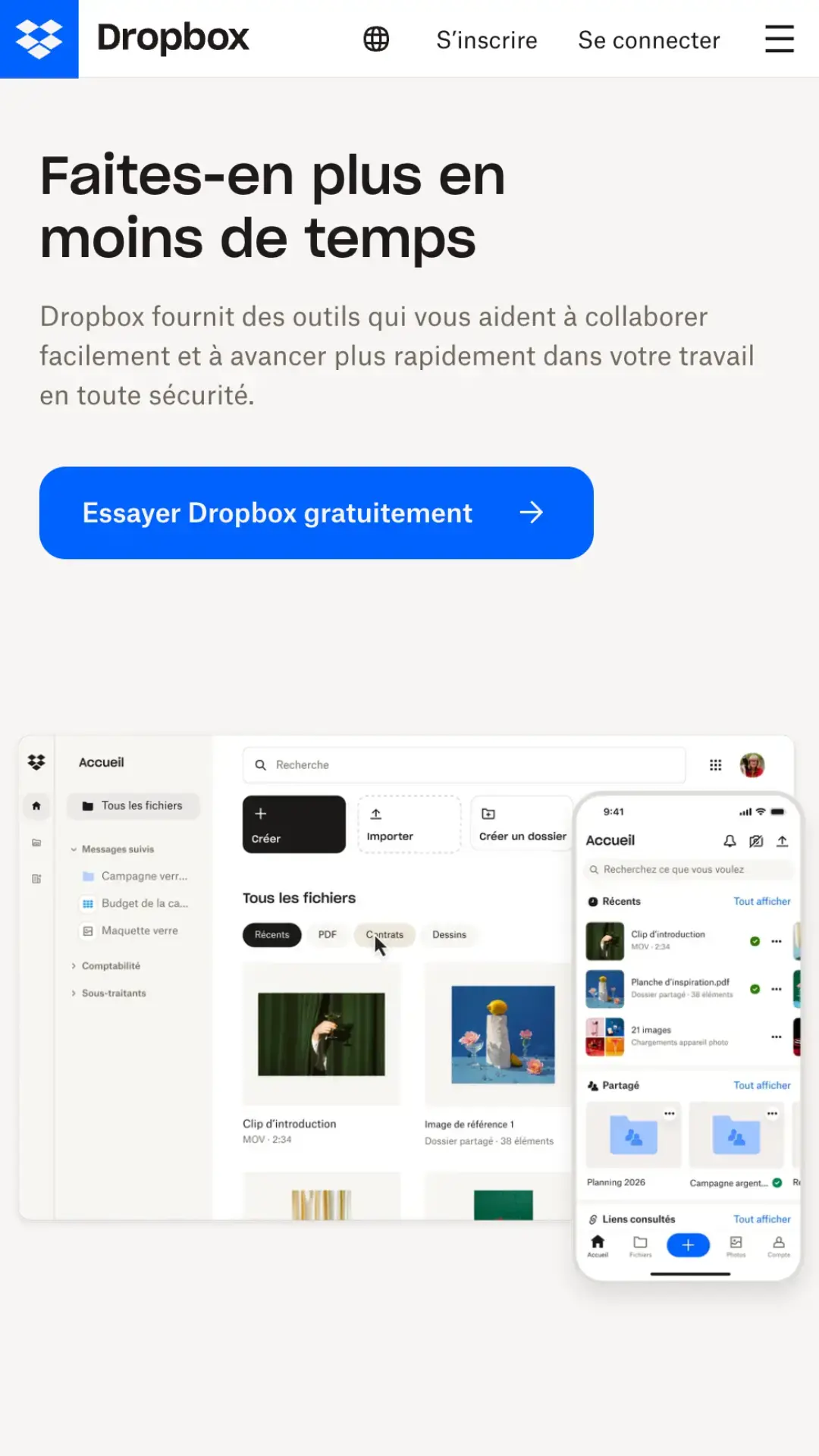 Responsive webdesign dropbox