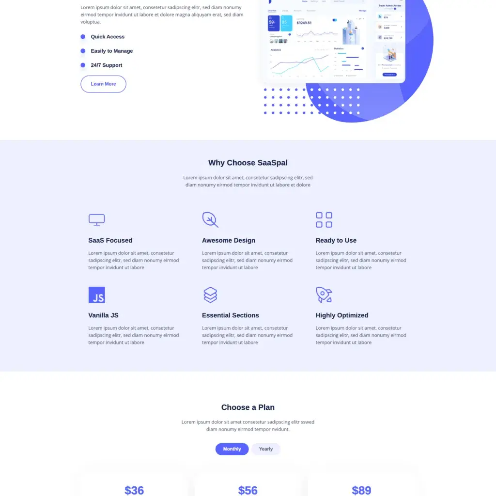 Saaspal saas and software landing page template