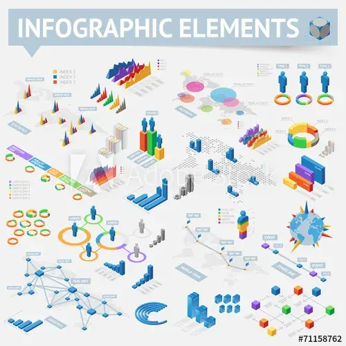 Set of isometric infographics design elements