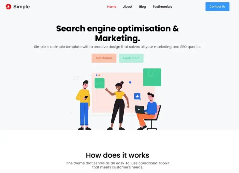 Template landing page HTML Simple