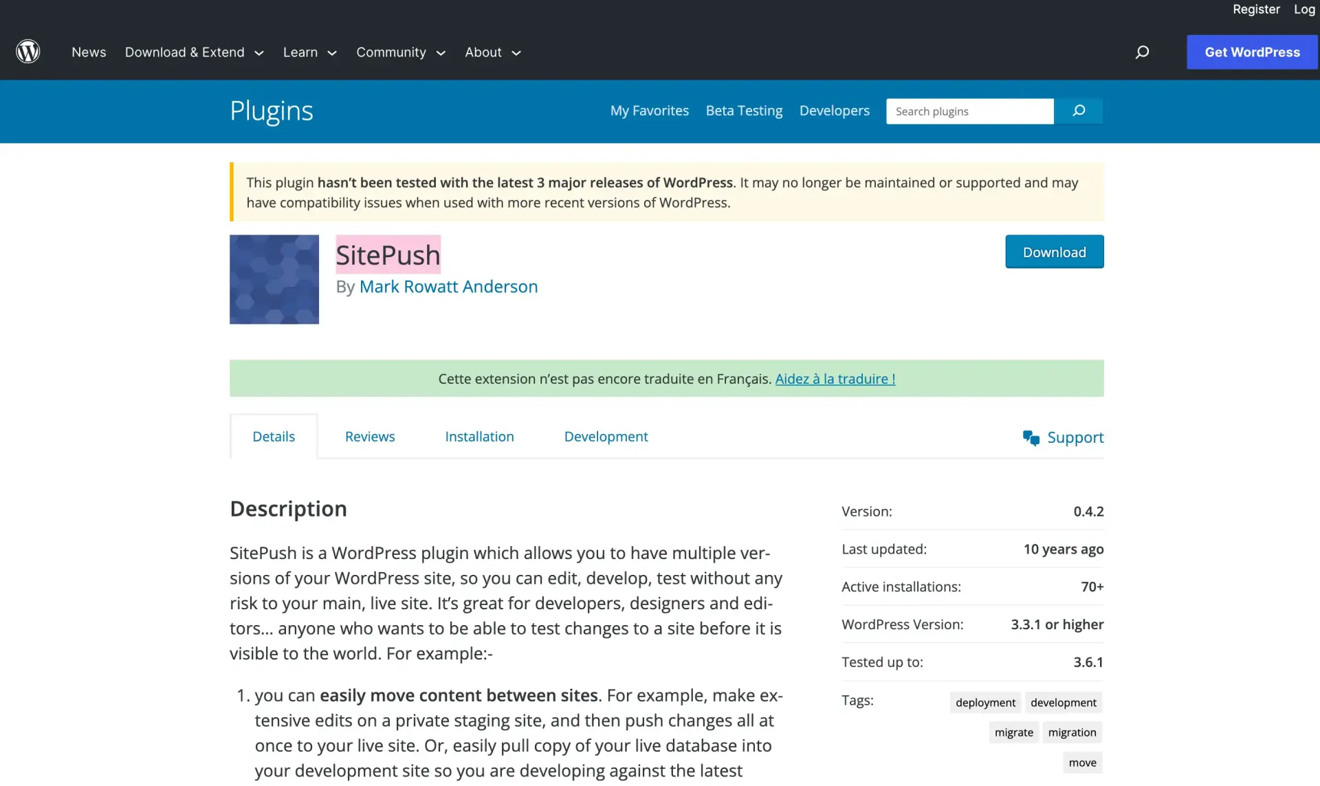 Sitepush ressource developpement wordpress