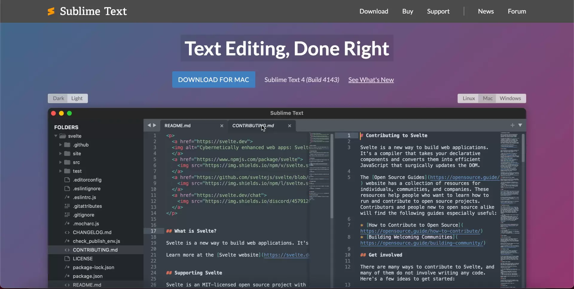 Éditeur de code Sublime text