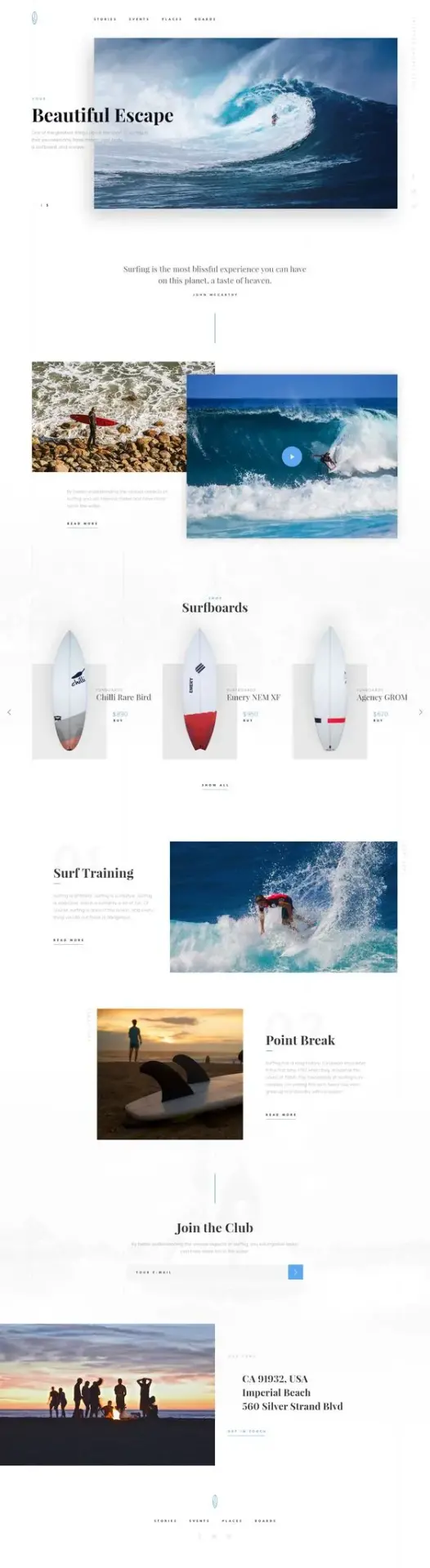 Surfing free theme psd