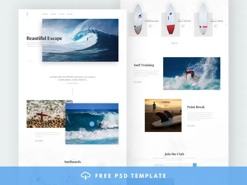 Surfing Free theme psd par robert mayer