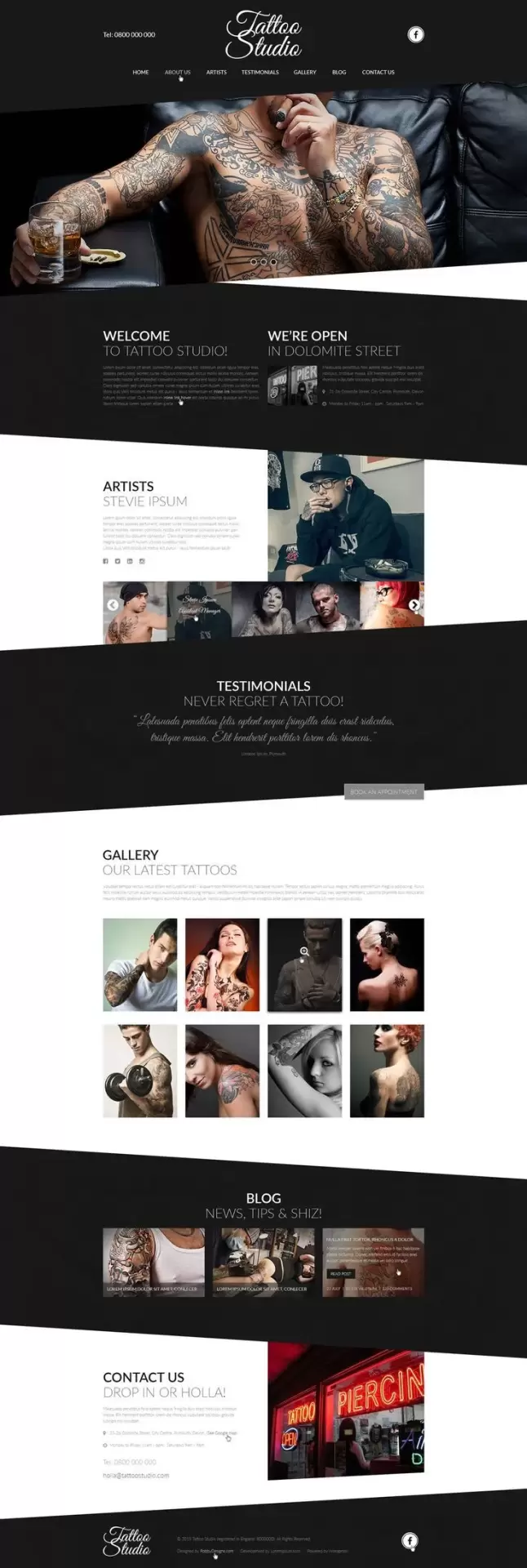 Tattoo studio psd website