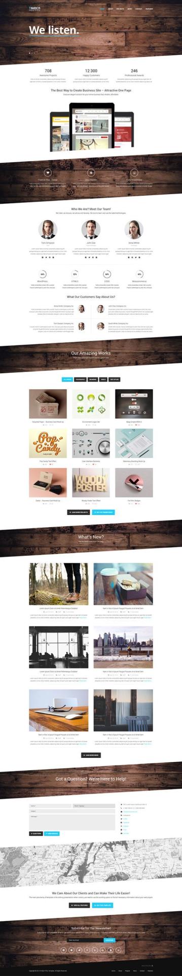 Timber free one page bootstrap template