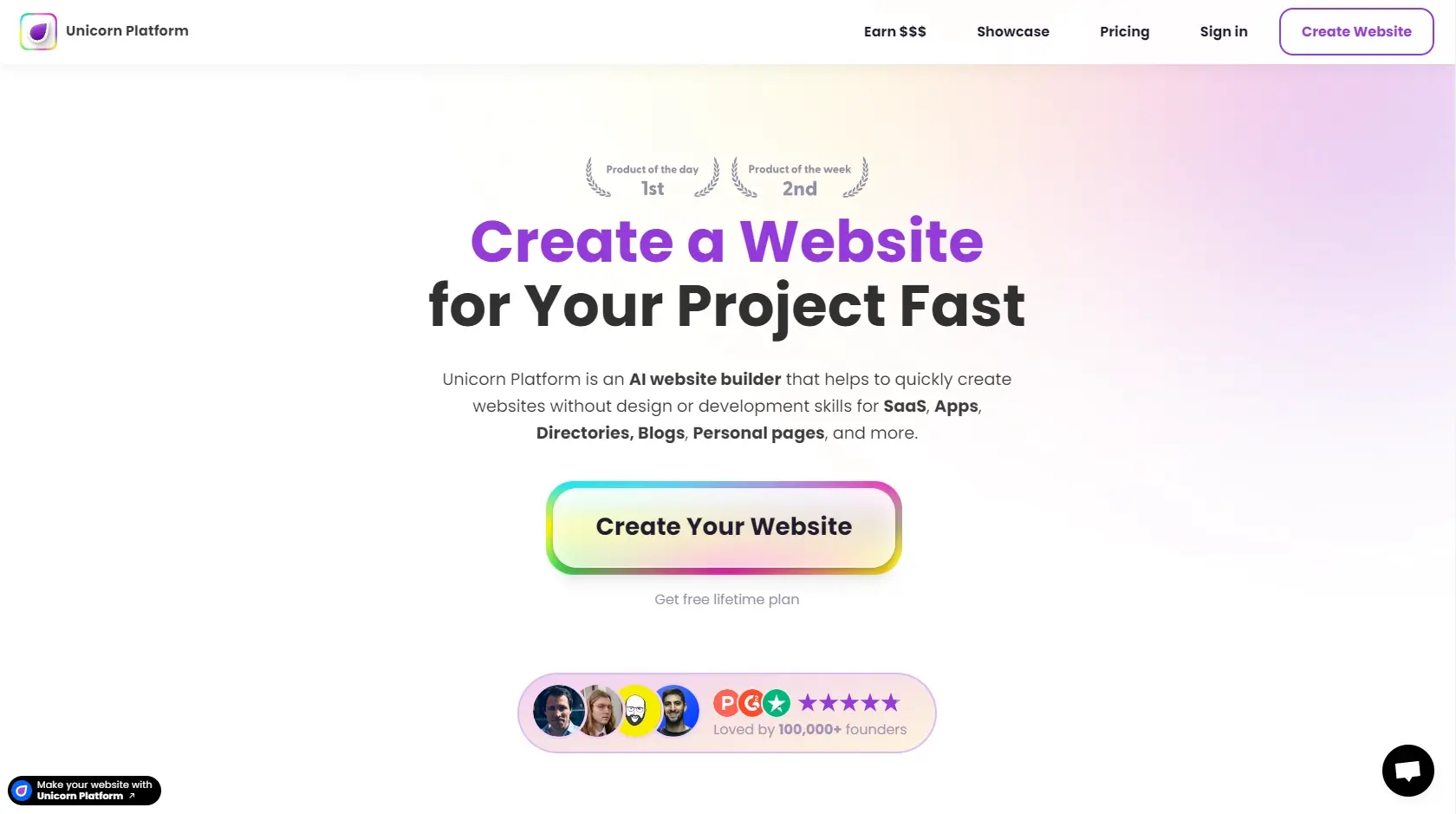 Unicorn platform ai website builder for busy founders