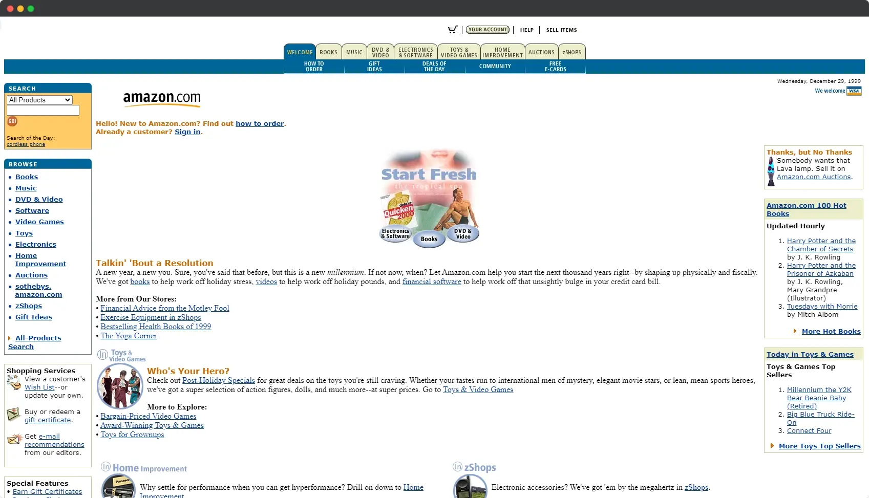 Web archive amazon 1999