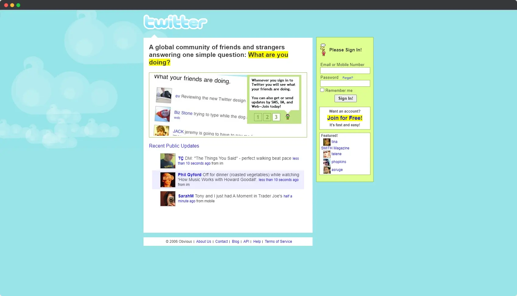 Web archive twitter 2006