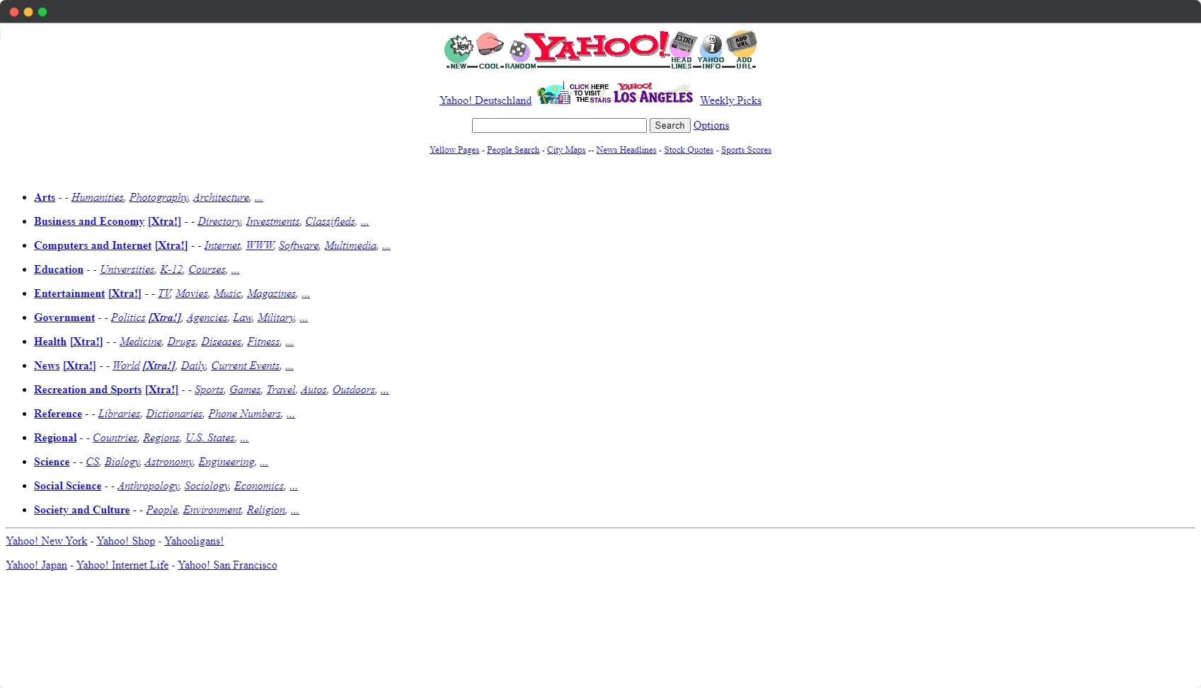 Web archive yahoo 1996