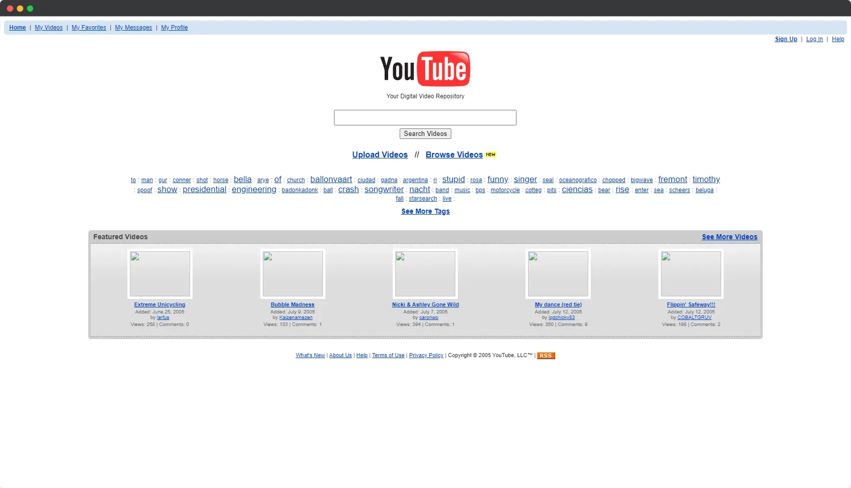 Web archive youtube 2005