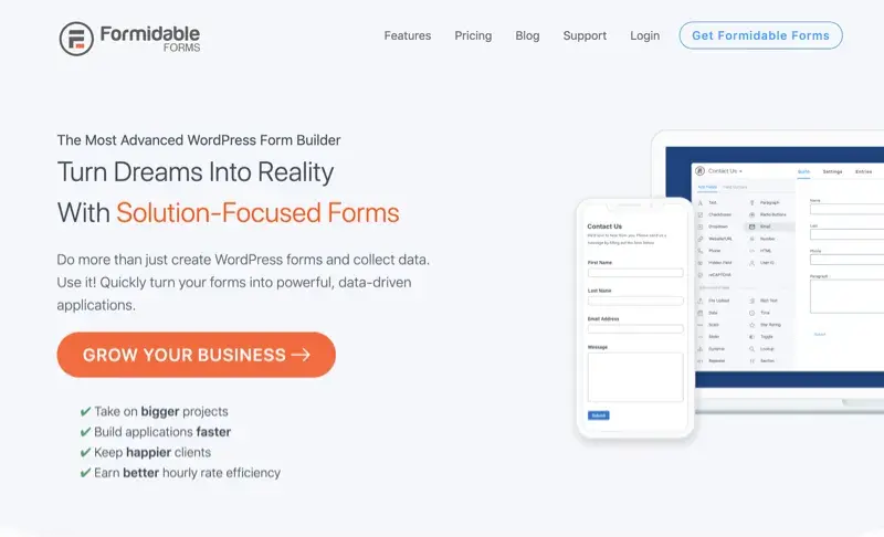Wordpress plugin Formidable Forms
