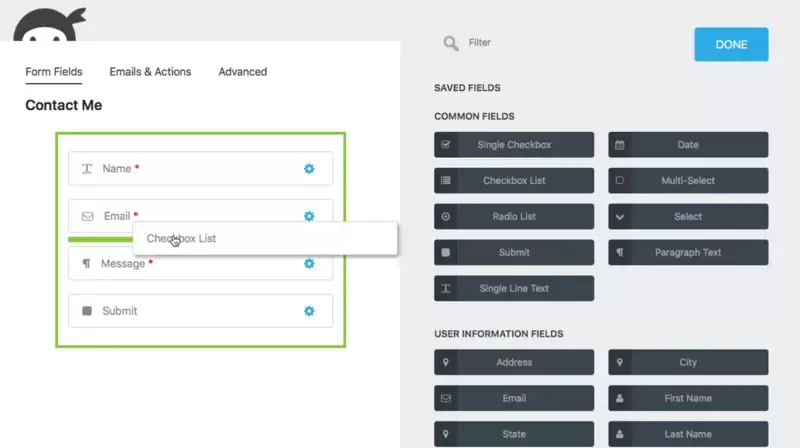 Wordpress plugin Ninja Forms