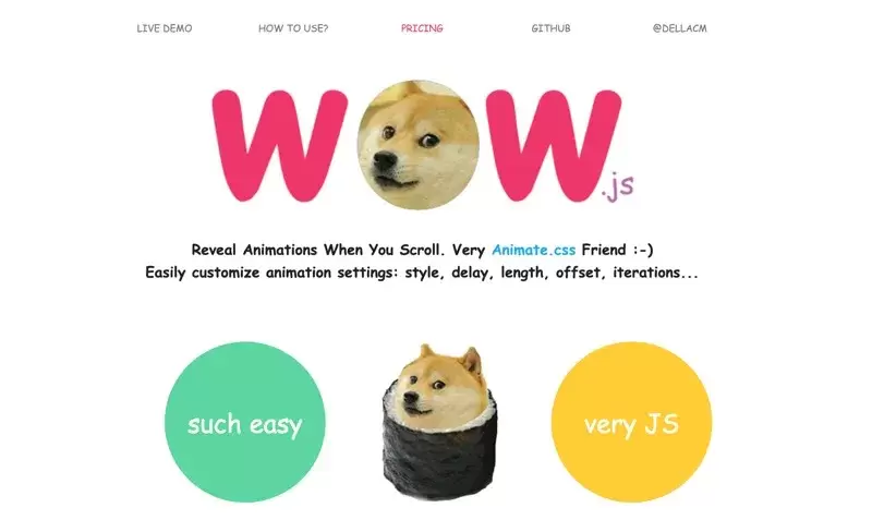 Librairie animations js et css Wow js