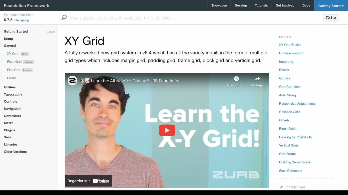 Xy grid Zurb Foundation